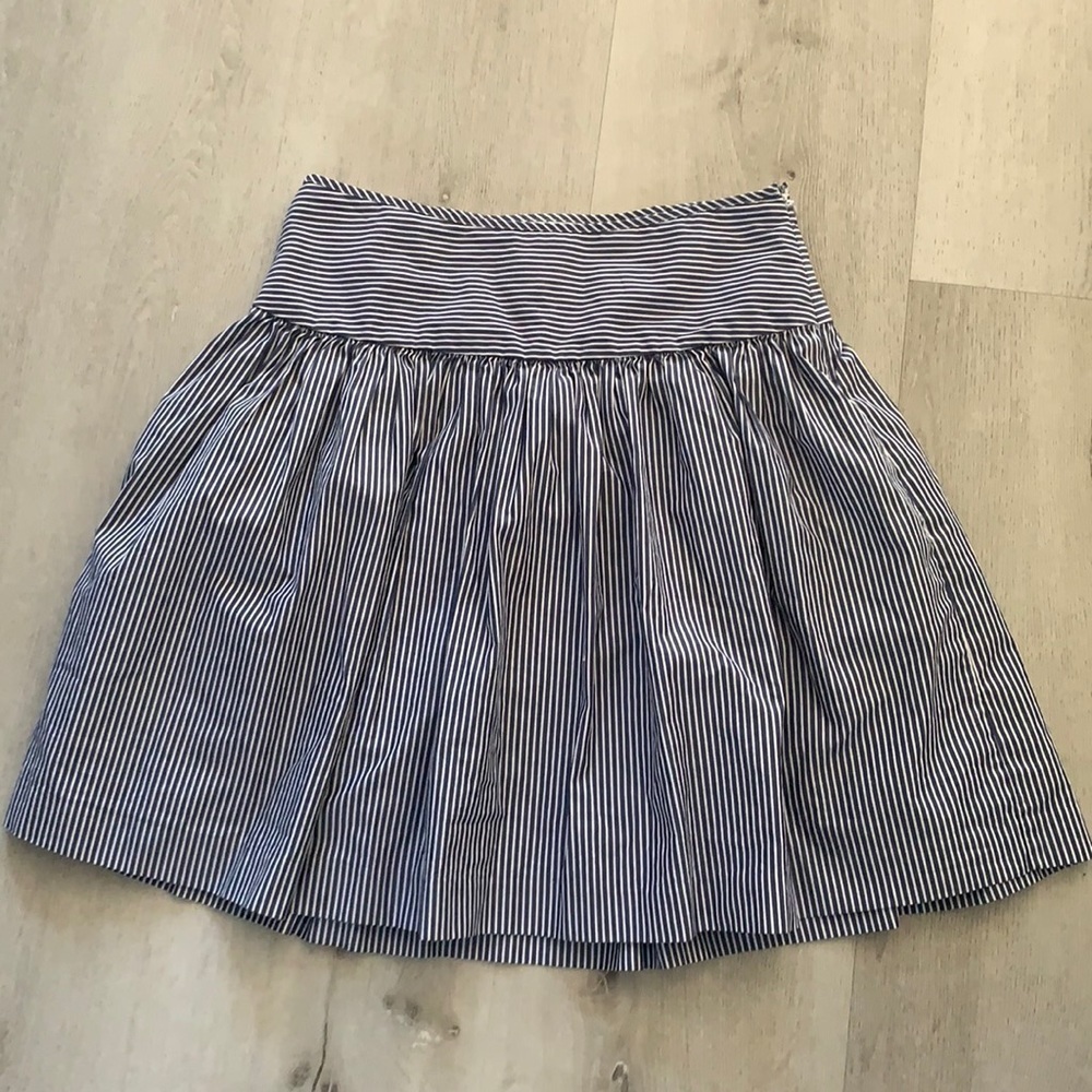 Gap striped Navy Blue white midi cotton size 0 summer beach fit and flare casual